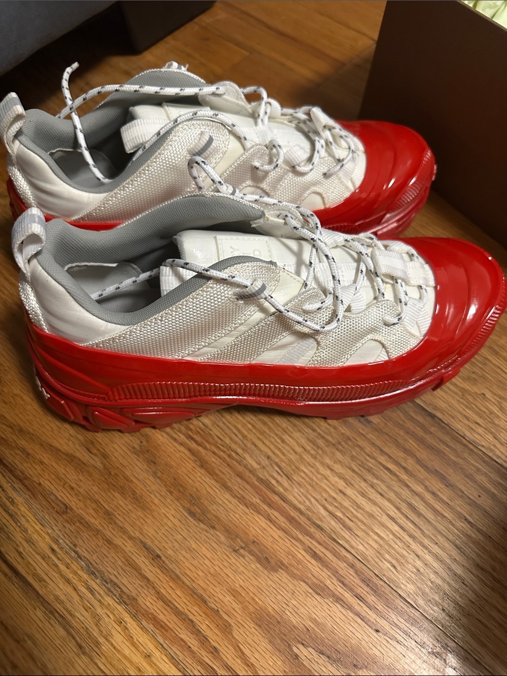 Burberry White and Red Patent Chunky Lace-Up Sneakers. New never worn. - Picture 3 of 14